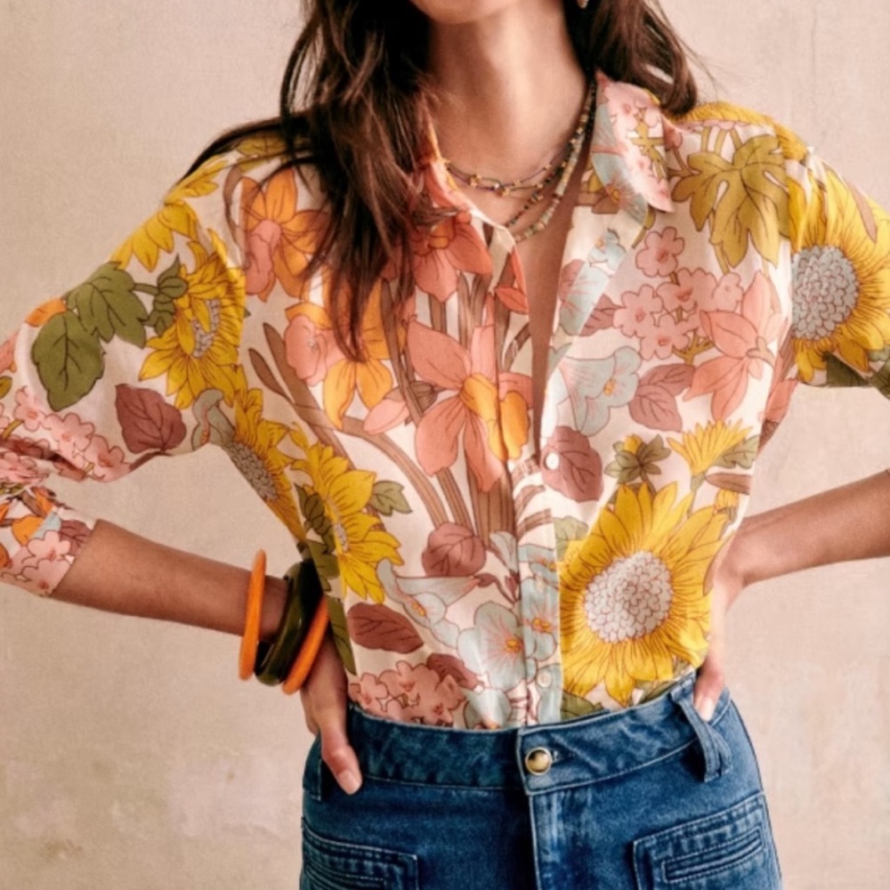 Sezane pierro shirt 70’s boho - Picture 1 of 3